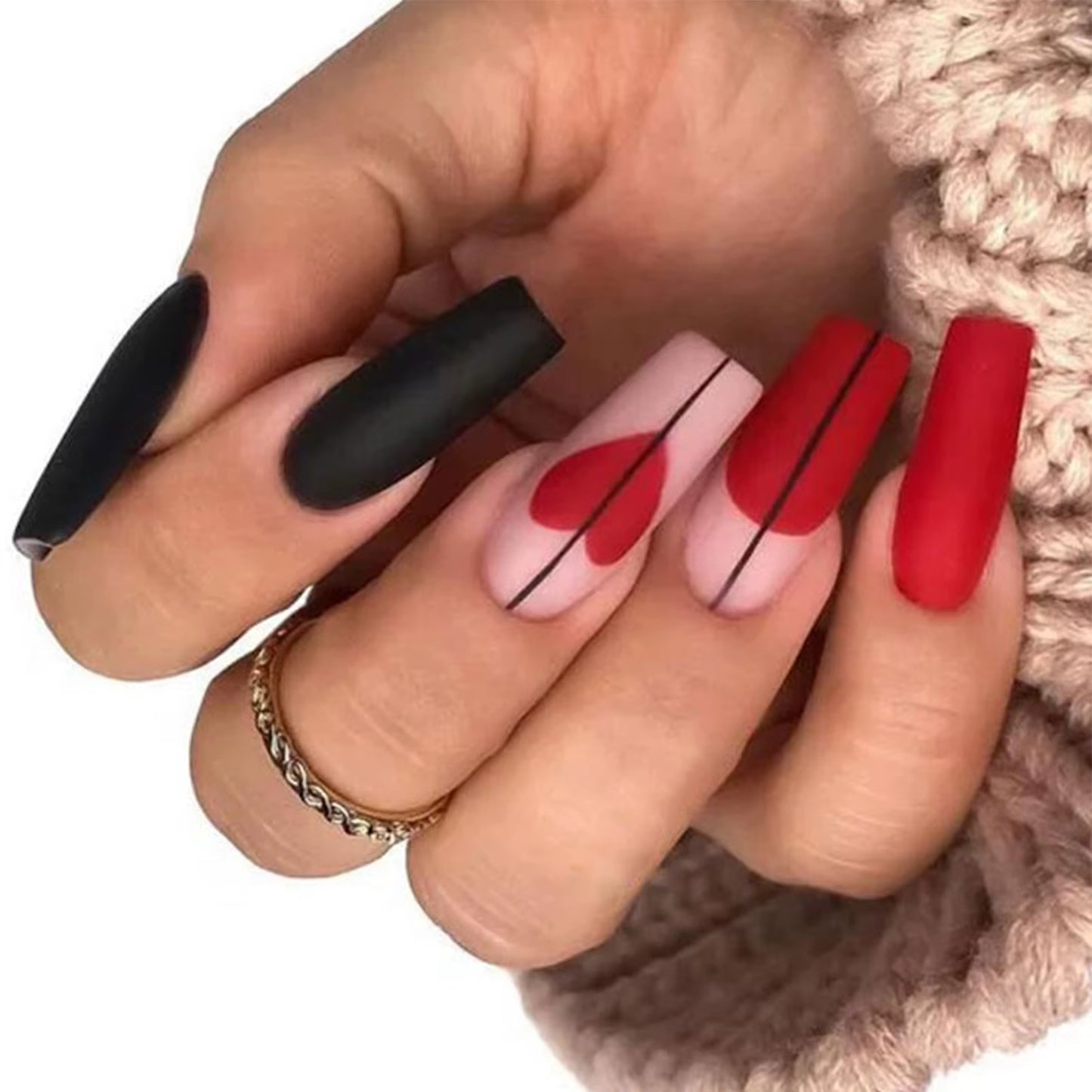 24Pcs False Nails Sweet Press-On Nails with Peach Heart Wearable Finished Nail Art Tips Removable Manicure Beautiful False Nails